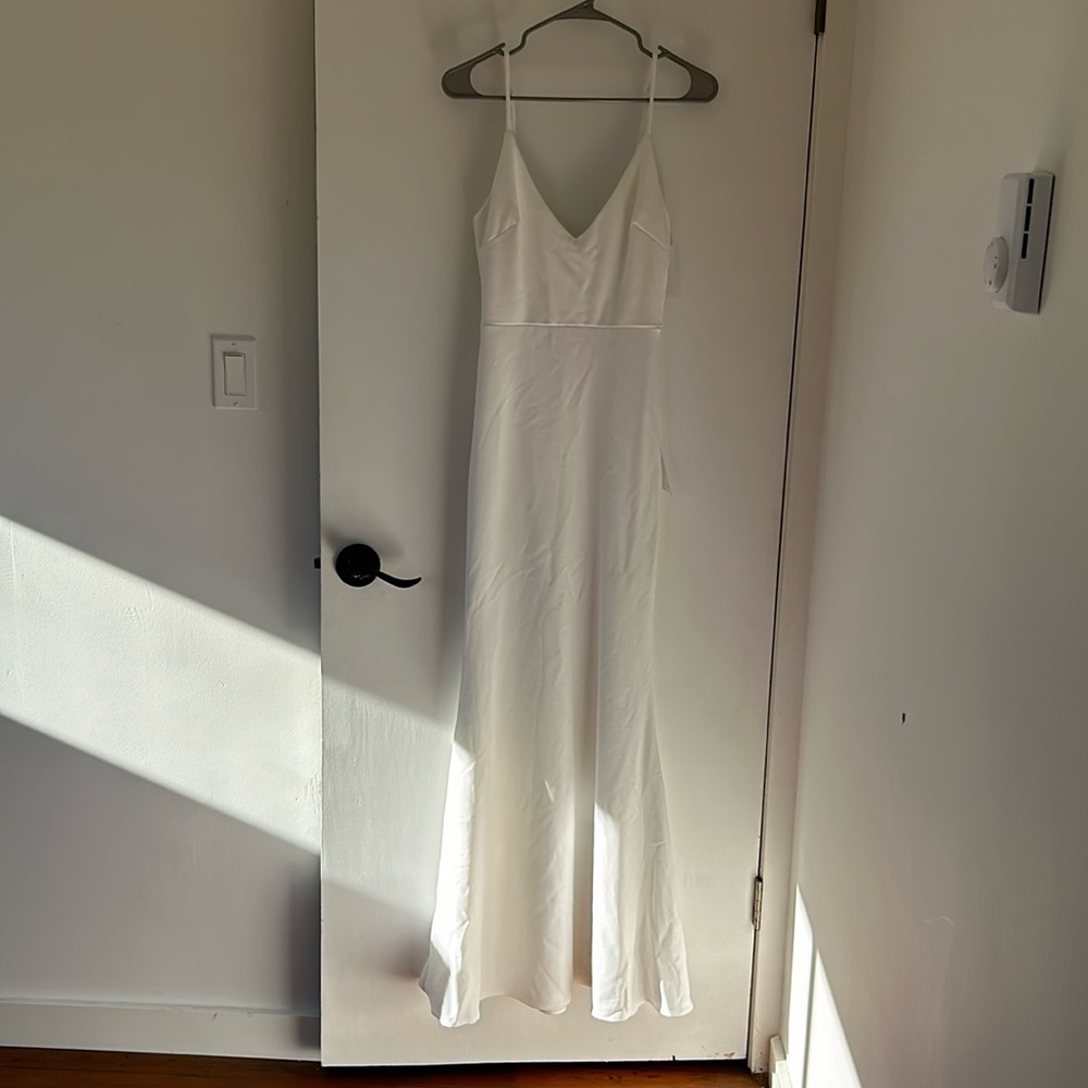 Lulus infinite glory white maxi dress. Never worn with tags